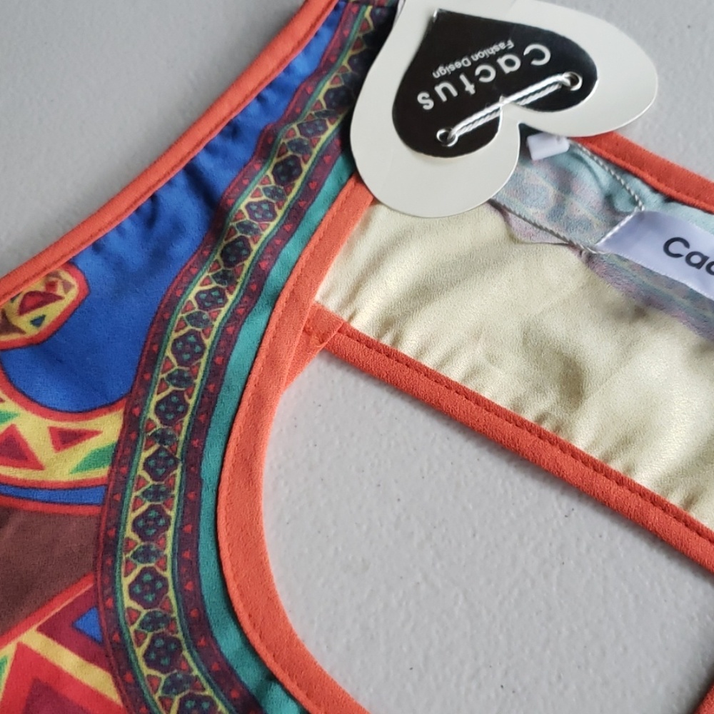 CACTUS ☆ Sleeveless Colorful Top, Small Open Back - Picture 6 of 7